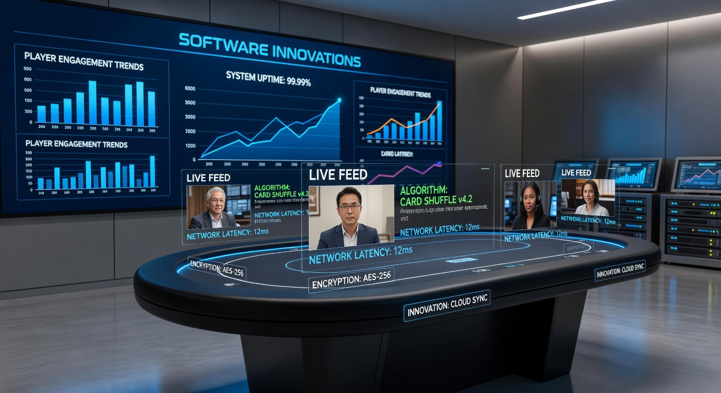 Close-up of AI-assisted dealer interface monitoring player actions at a live poker table