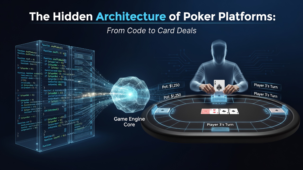 Flowchart showing RNG output mapping to virtual card distribution in poker software